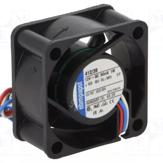 Ebm-Papst 40x40x20mm 12v 0,13A 3 Kablo Fan 412/39H