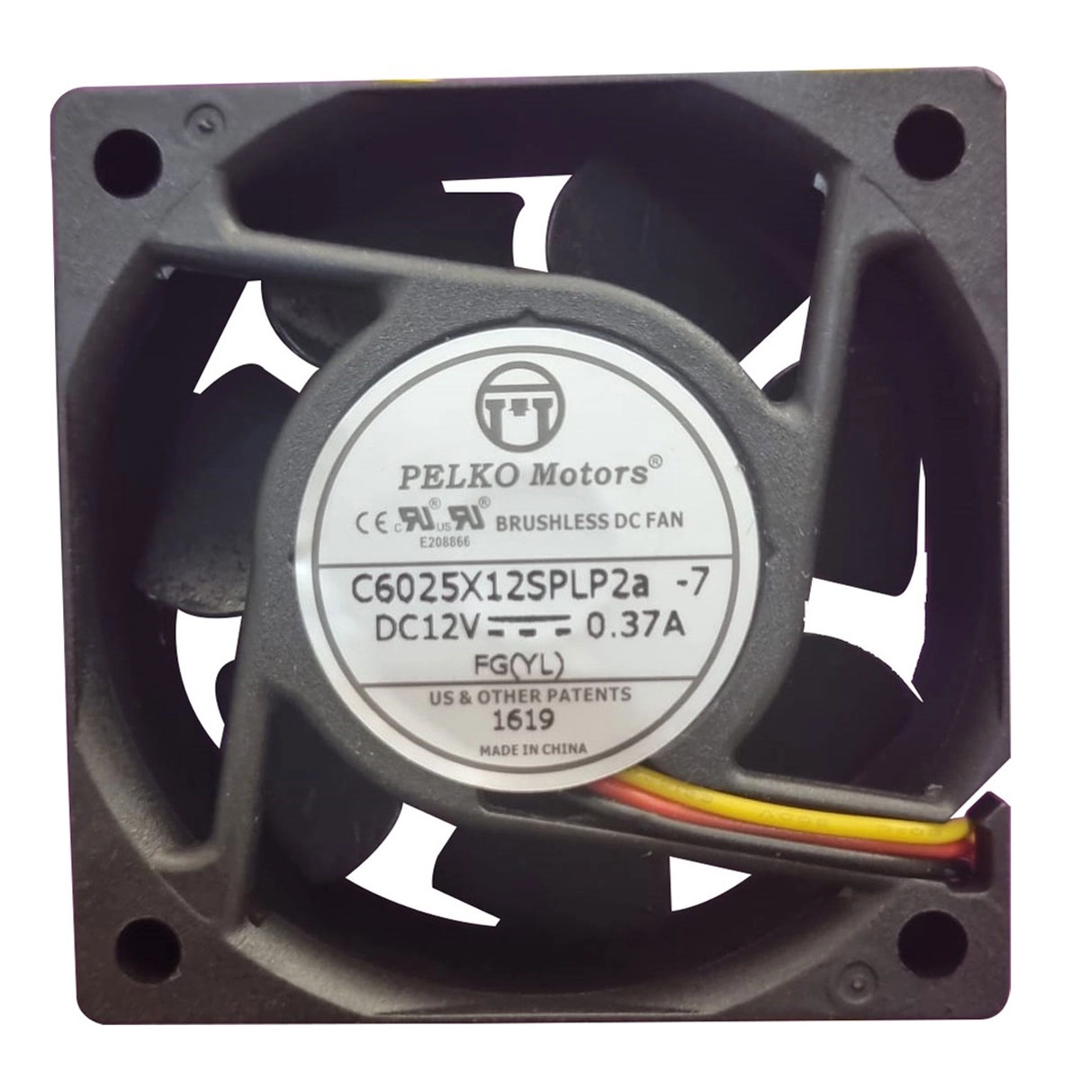 Pelko Motors 60x60x25mm C6025X12Splp2A-7 12V 0.37A 3 Kablo Kare Fan